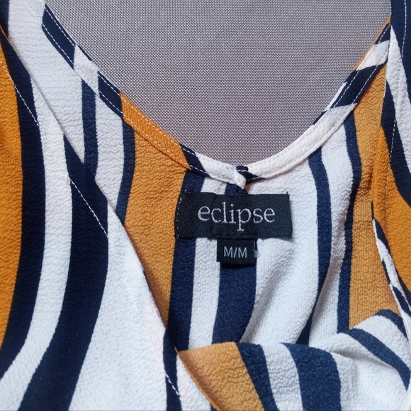 Eclipse Orange, Blue & White Stripped Sleeveless Top Size Medium - Picture 3 of 7